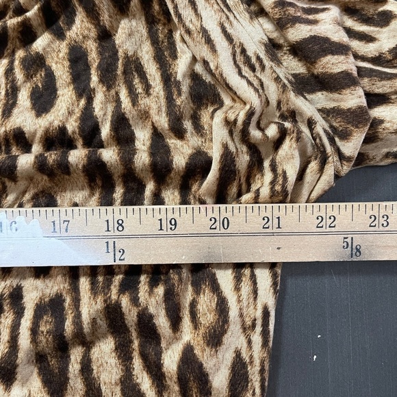 Michael Kors Brown Animal Print Cowl Neck Top Long Sleeve Blouse - Picture 7 of 7